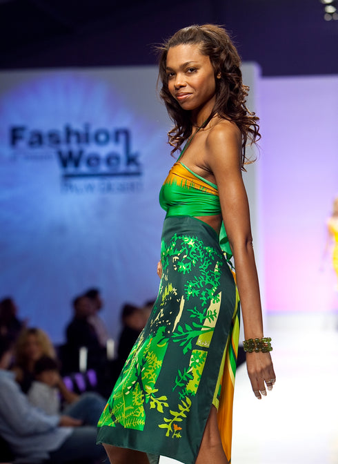Carmen "Green Dream" Silk Scarf Dress